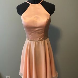 Faviana pink satin dress
